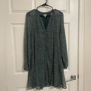 Green and White Long Sleeve Joie Dress Large